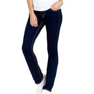 True Religion Slim Straight Flap Pocket Jeans w/Swarovski Crystals - 31